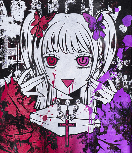 Grunge Zip Sleeve Border Punkish Cutsew Anarchy!! ��+�ԍ��ް�ް/��+�ԁ`�������/��