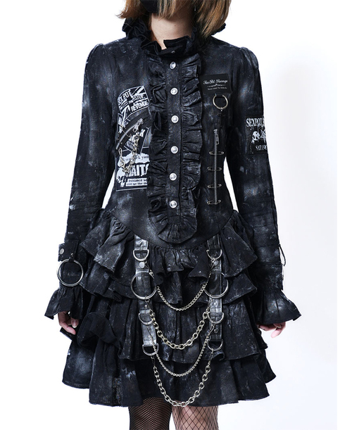 Custom Vandal Queen Black Gauze Frill Onepiece BODY ���@Print Color ��