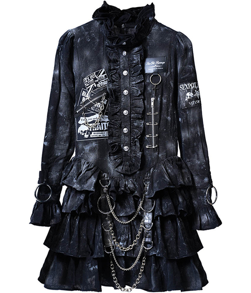 Custom Vandal Queen Black Gauze Frill Onepiece BODY ���@Print Color ��
