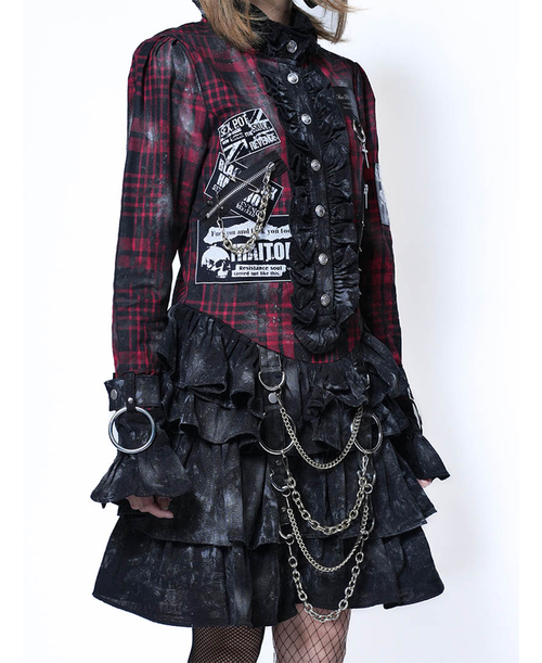 Custom Vandal Queen Check Gauze Frill Onepiece BODY ��+�������@Print Color ��