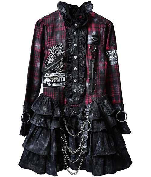 Custom Vandal Queen Check Gauze Frill Onepiece BODY ��+�������@Print Color ��