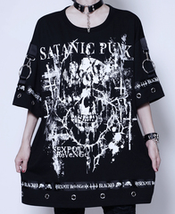 SATANIC PUNK PUNKISH DETAIL LOGO LINE ޯ Ŀ  x 