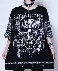 SATANIC PUNK PUNKISH DETAIL LOGO LINE ޯ Ŀ {Dˮ x ް
