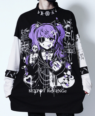 _ LACE UP SLEEVE MOCK NECK BLACK Ŀ +  x + 
