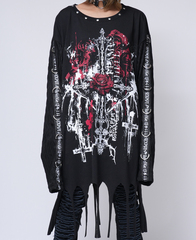 FLAMES HELL DESIGN SLEEVE GOTHIC PUNK WASHER ��Ŀ� ���~���{��