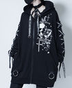LACE UP SLEEVE DEVIL HORNS HOOD ジップ パーカ