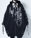 CUSTOM LACE UP SLEEVE DEVIL HORNS HOOD ジップ パーカ